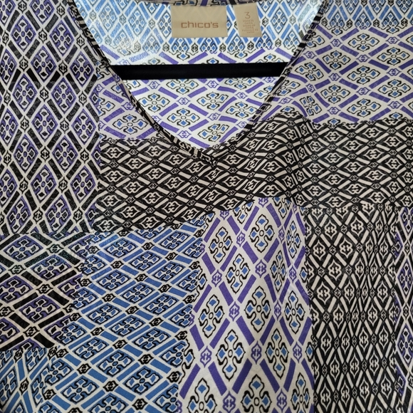 Chico's Lightweight Patchwork Print Top Sz.3=XL/16 - Picture 8 of 11